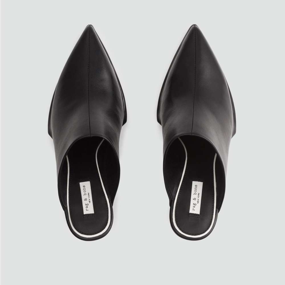 rag & bone Classic Black Pointed Mules